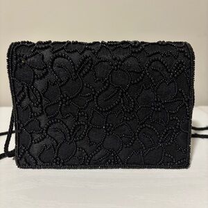 Elegant Black Beaded Evening Clutch